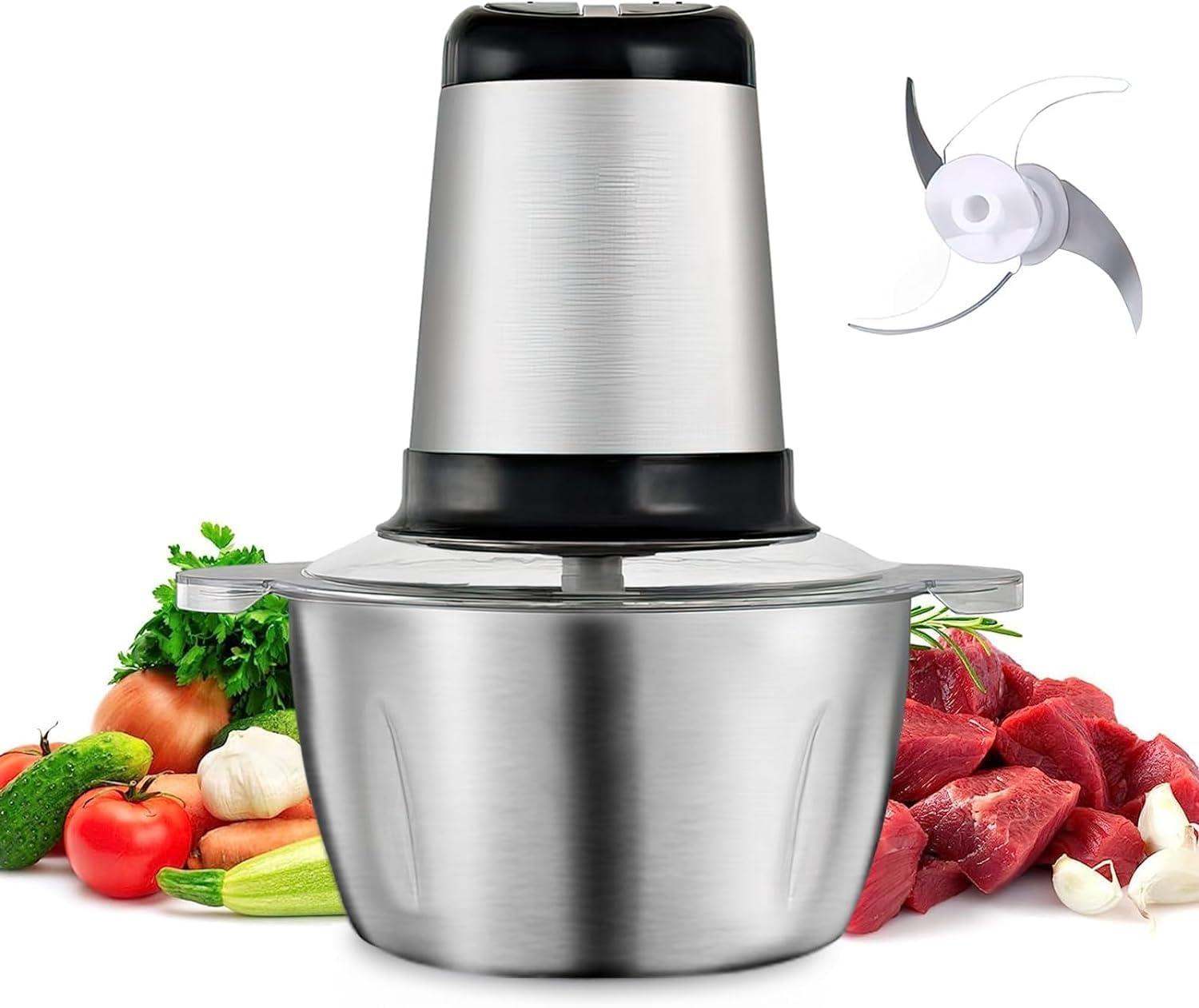 Electric Food Chopper/Meat Processor Vegetable Onion Grinder chopping machine, 2 Speed Setting, Detachable Stainless Steel Quad 4 Blades, Power Rating 1200 Watt 5L