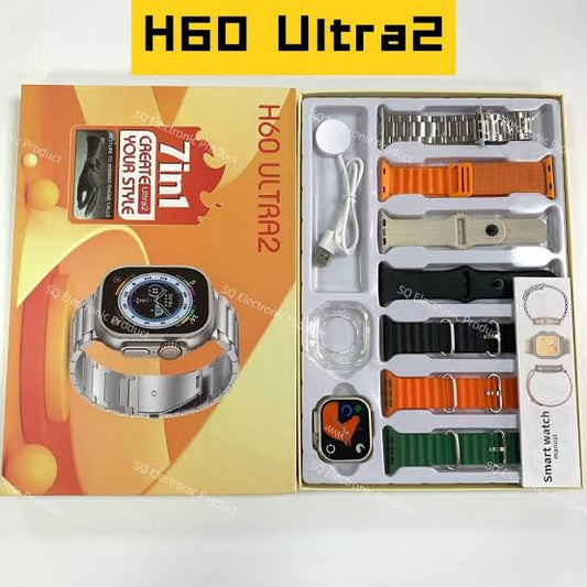 H60 Ultra 2 Smart Watch | 7 in 1 Straps | 2.1″ HD Display Screen | Health Rate Monitor | Sleep Monitor | Water Resistant IP67 | Smart Watch