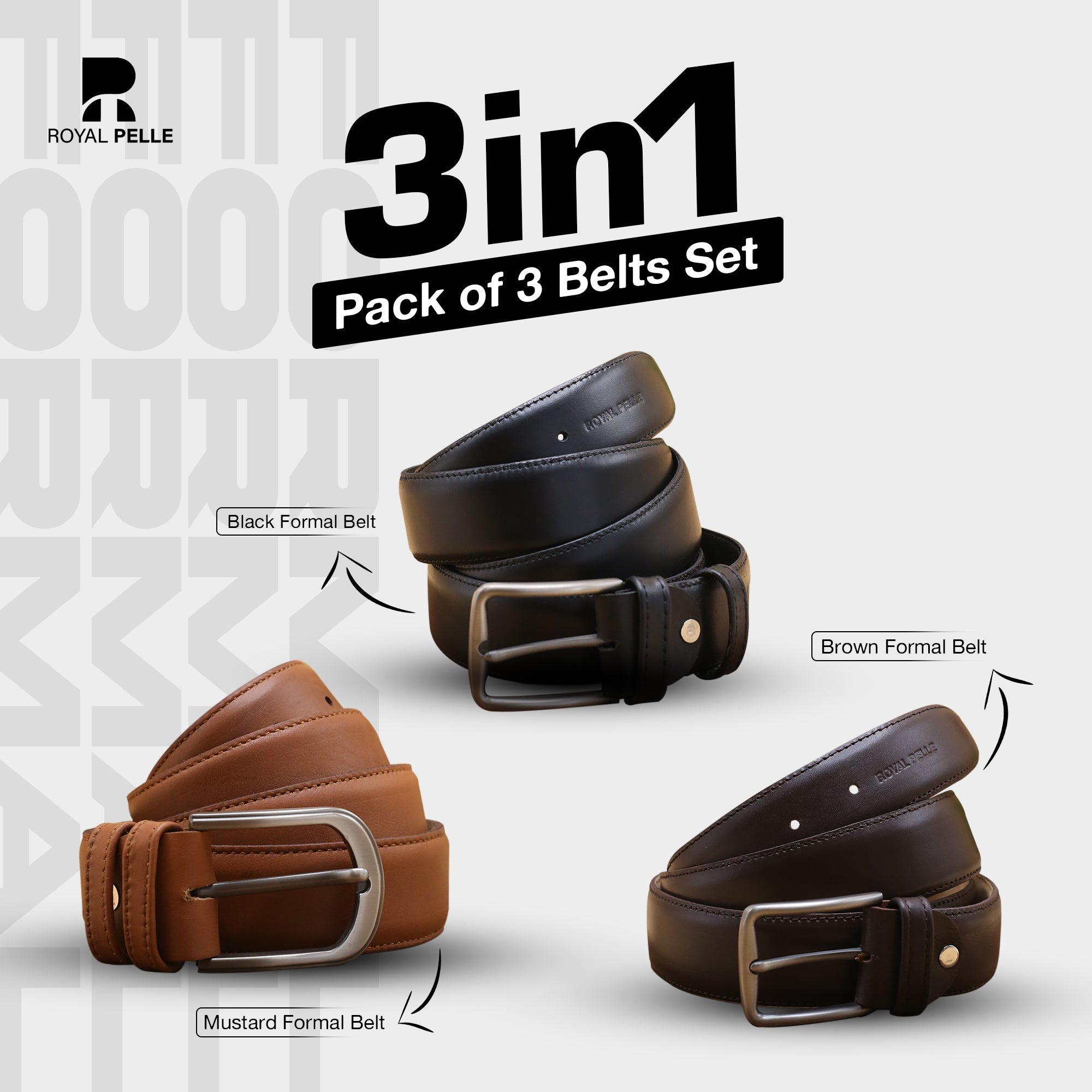 3-in-1 Premium Leather Formal Belts