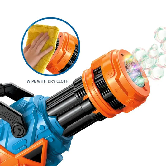 Automatic Bubble Gun for Kids Silent Automatic Bubble Gun with LED Bubble Maker Toys 10000+ Bubbles/min with 130ml Bubble Solution for Kids Birthday/Party (Orange)